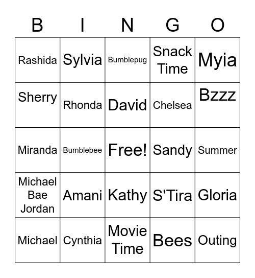 Bumblebees Bingo Card