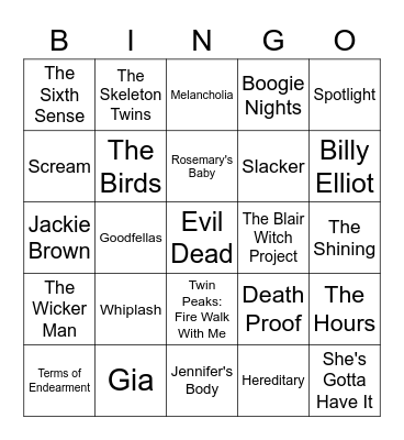 Fav Movies Bingo Card