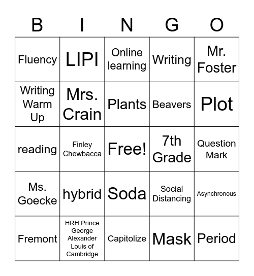 2020-2021 Bingo Card