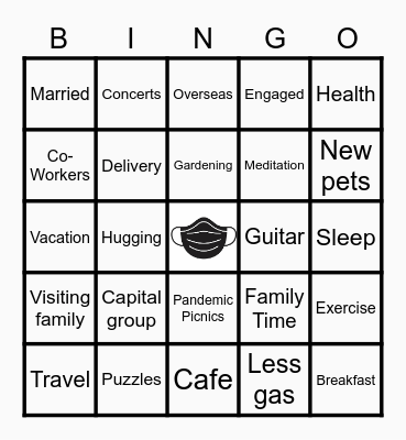 Quarantine Bingo Card