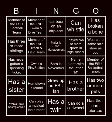 Find a LYFE Friend Who... Bingo Card