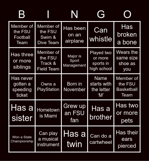 Find a LYFE Friend Who... Bingo Card