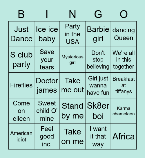 BOOGIE! Bingo Card