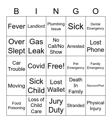 Call-Off Bingo Card