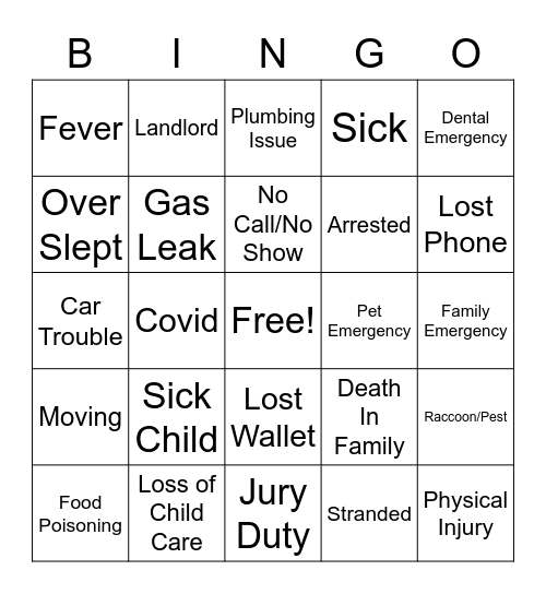 Call-Off Bingo Card