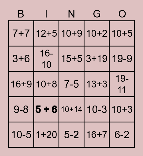 FUNTIME Bingo Card