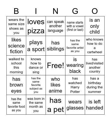 FIND SOMEONE WHO... Bingo Card