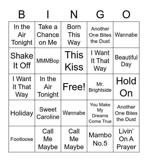 Public Service Week Music Bingo Card