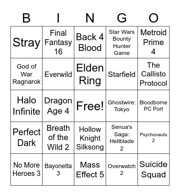 E3 2021 Bingo Card