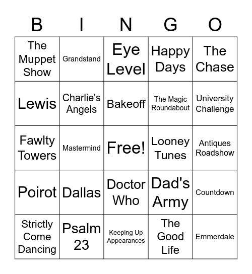 Hartwell Theme Tune Bingo Card