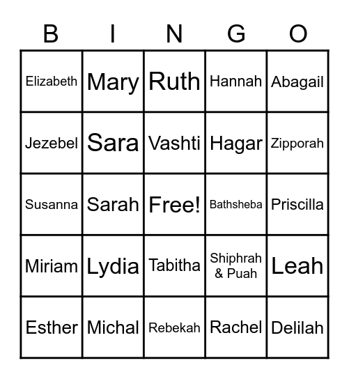 Biblical Women Bingo Card