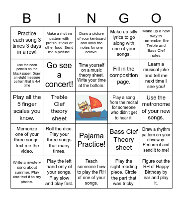 SUMMER PIANO CLUB Bingo Card