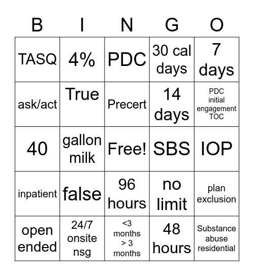 POD 13 Bingo Card