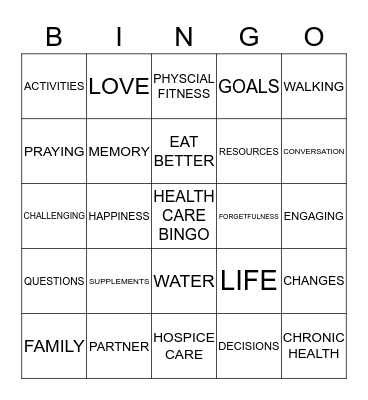 HEALTH CARE BINGO Card