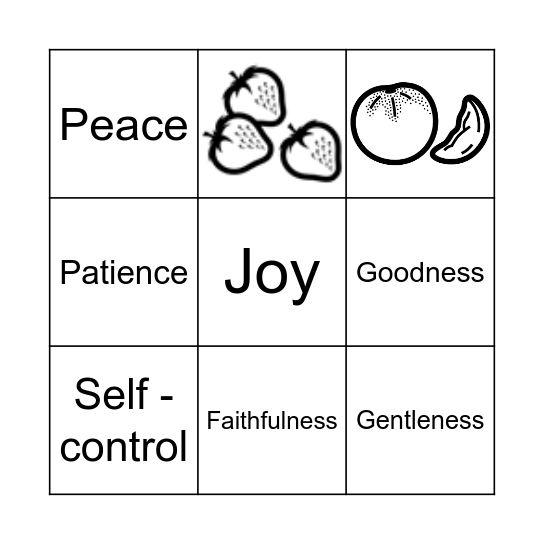 Fruits of the Spirit Bingo Card