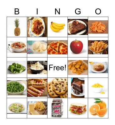 Food Bingo Card