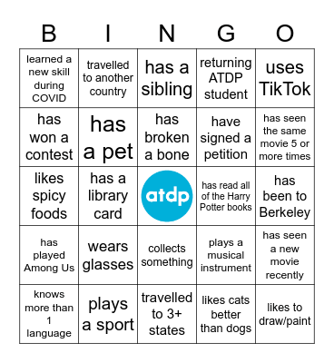 Get to Know You Bingo Card