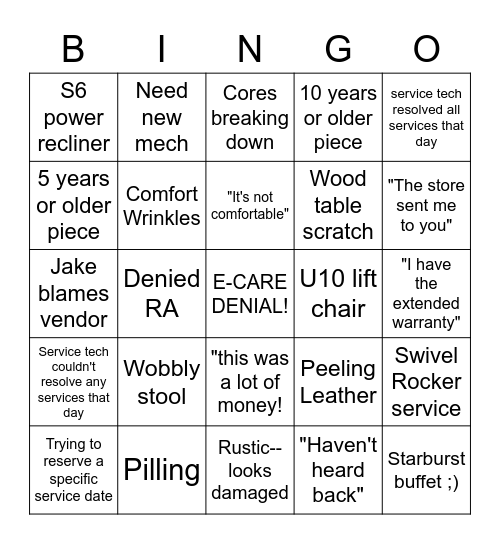 SCHNEIDYS BANGO Bingo Card