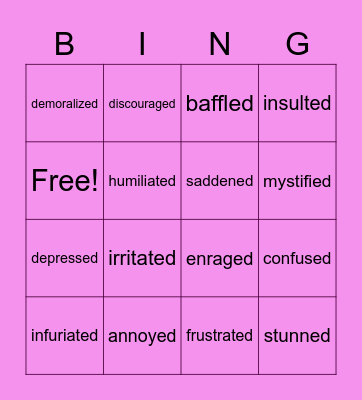 I feel___ when... Bingo Card