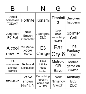 E3 BINGO Card