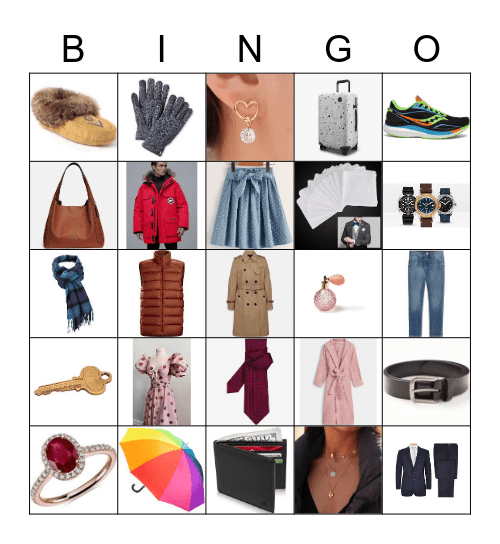 La ropa Bingo Card