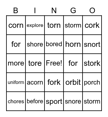 or, ore Bingo Card