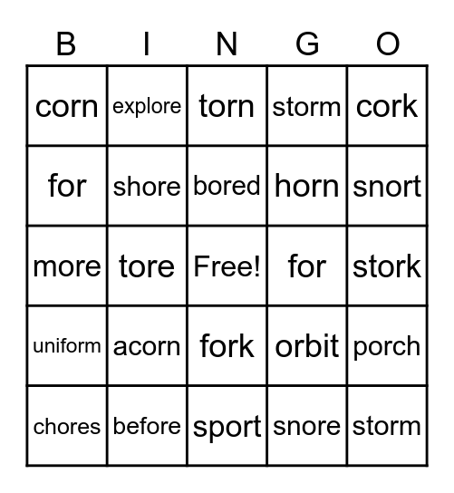 or, ore Bingo Card