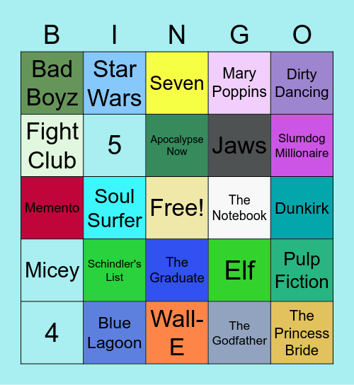 Movies Bingo Card