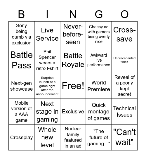E3 Conference Bingo Card