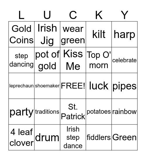 St.Patricks Day  Bingo Card