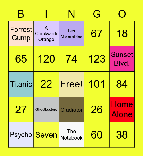 Movies Bingo Card