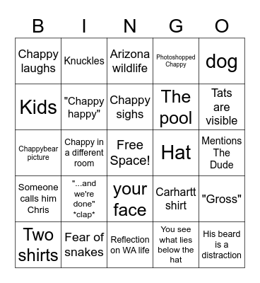 Chappy Bingo Card