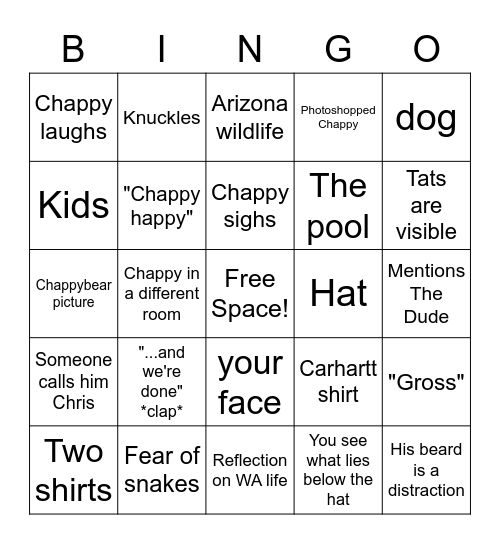 Chappy Bingo Card