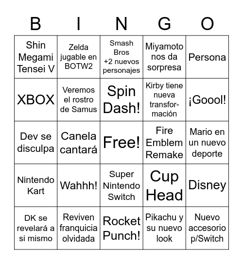 Dante - Nintendo E3 2021 Bingo Card