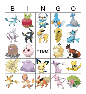 Pokemon Bingo Card