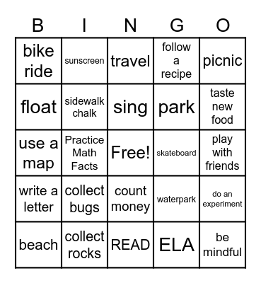 Get Ready for Summer Bingo Card