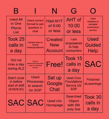 ALZ Bingo Card