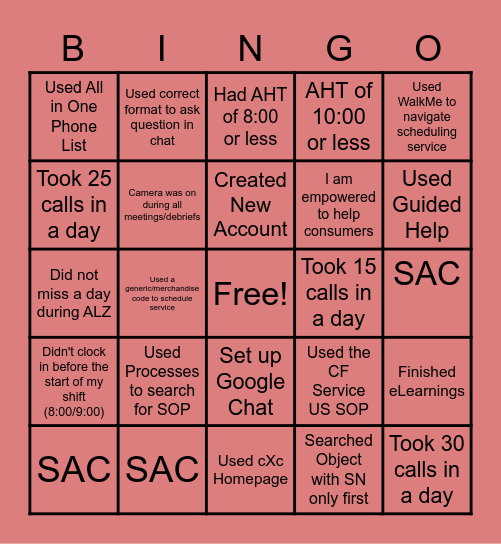 ALZ Bingo Card