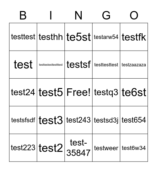 Test Bingo Card
