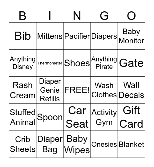 Duhan Baby Shower Bingo! Bingo Card