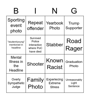 White Terrorism Bingo Card
