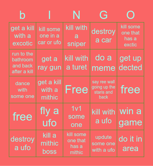 Untitled fortnite Bingo Card