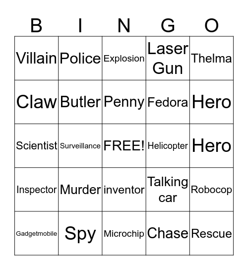 Inspector Gadget Bingo  Bingo Card