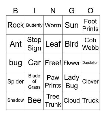 Nature Bingo Card