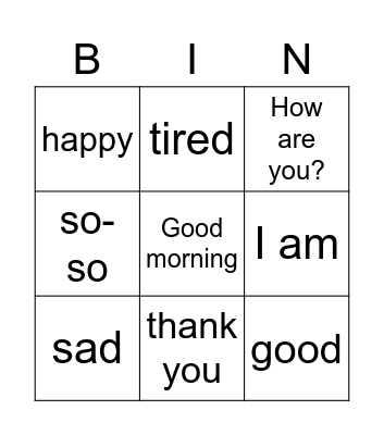 Buenos días & Emotions Bingo Card