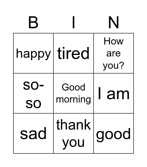 Buenos días & Emotions Bingo Card