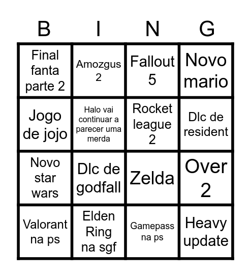 E3 e SGF Bingo Card