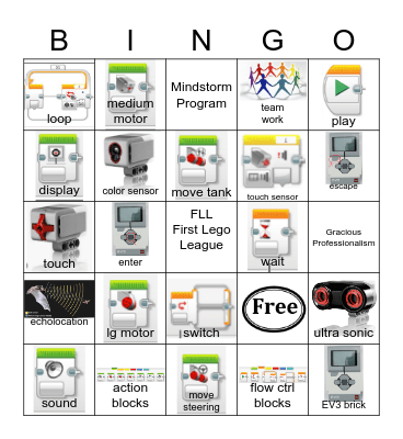 EV3 Robotics Bingo Card