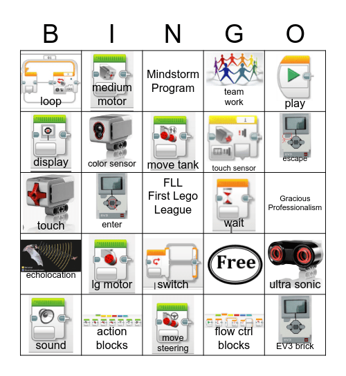 EV3 Robotics Bingo Card