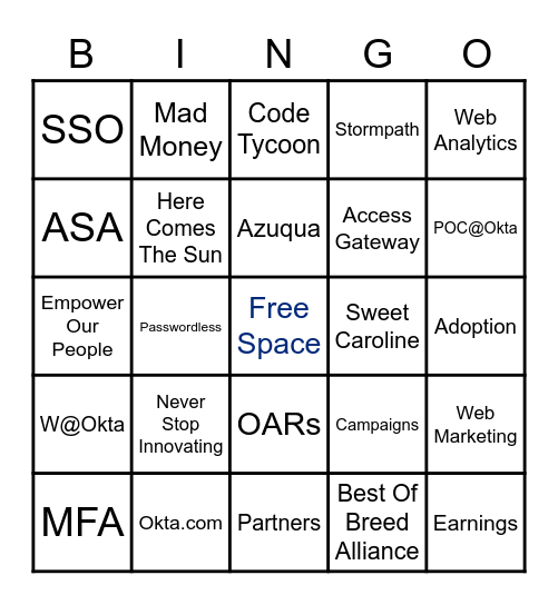 *Corporate Marketing Bingo* Bingo Card